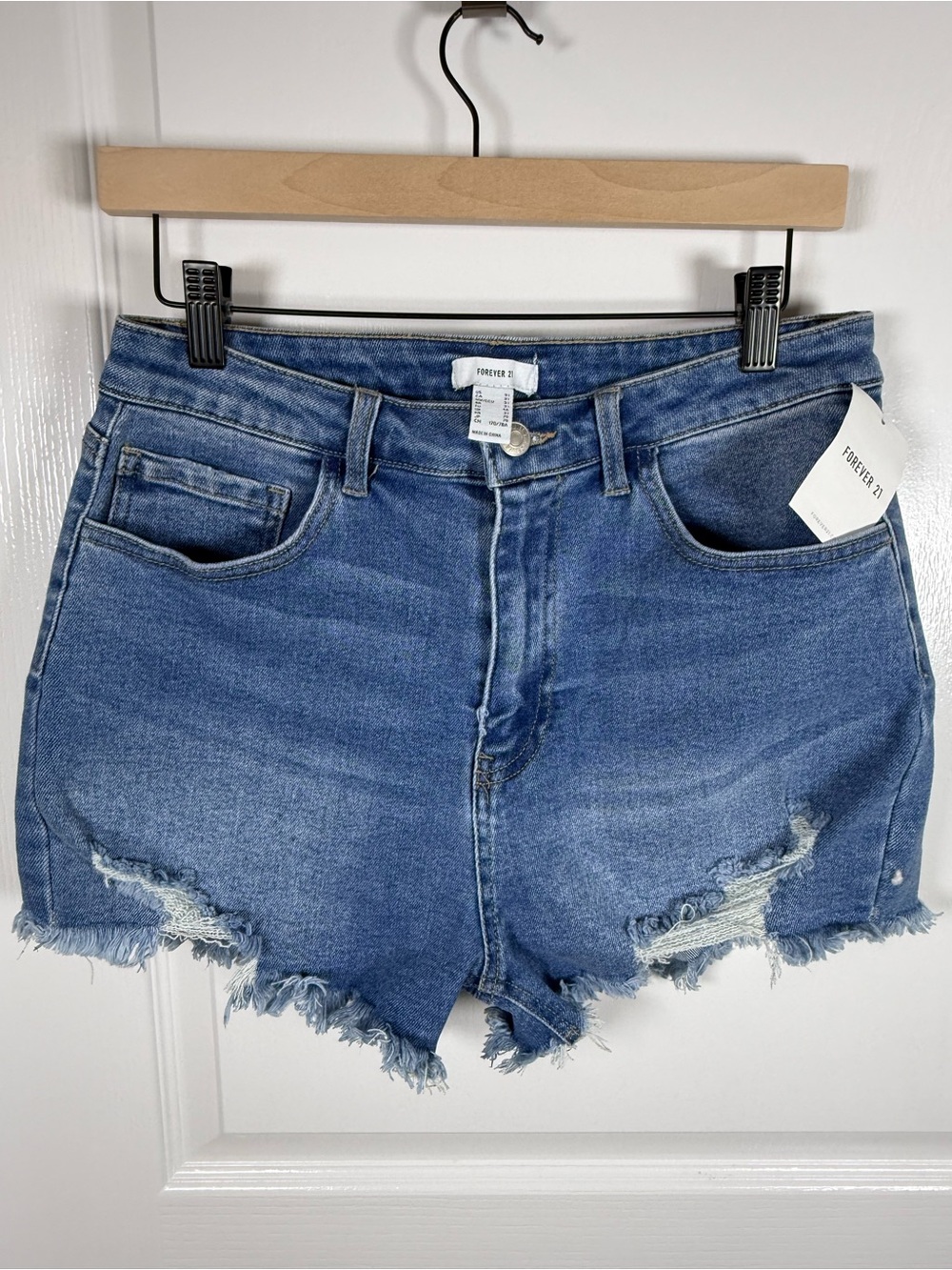 Forever 21 Blue Distressed Denim Cutoff Shorts (025)